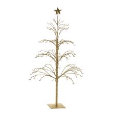 MEDIUM GOLD GLITTER METAL TREE ORNAMENT